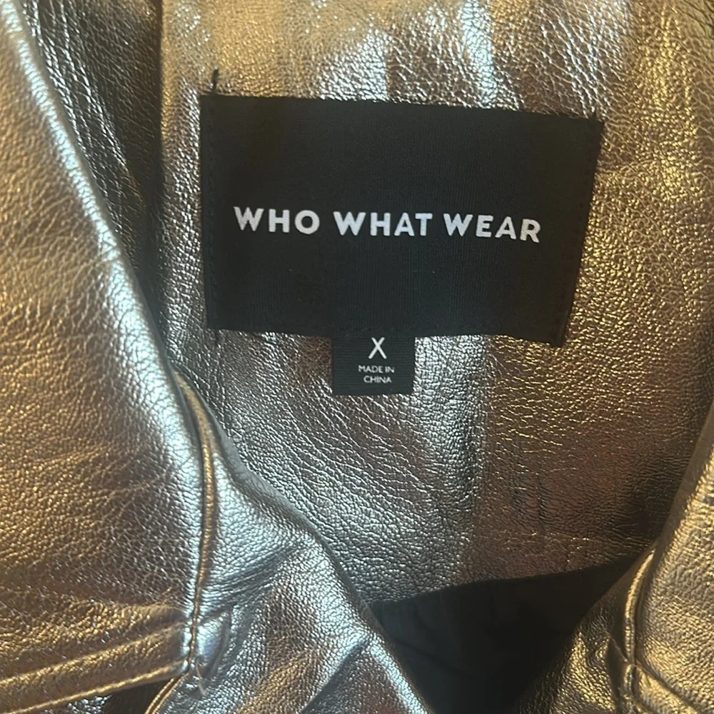 Who What Where Vegan Leather Moto Jacket Silver Womens Size X Long Sleeve - Picture 6 of 11